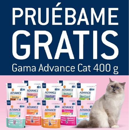 Afiche de promoción de productos Advance para gatos